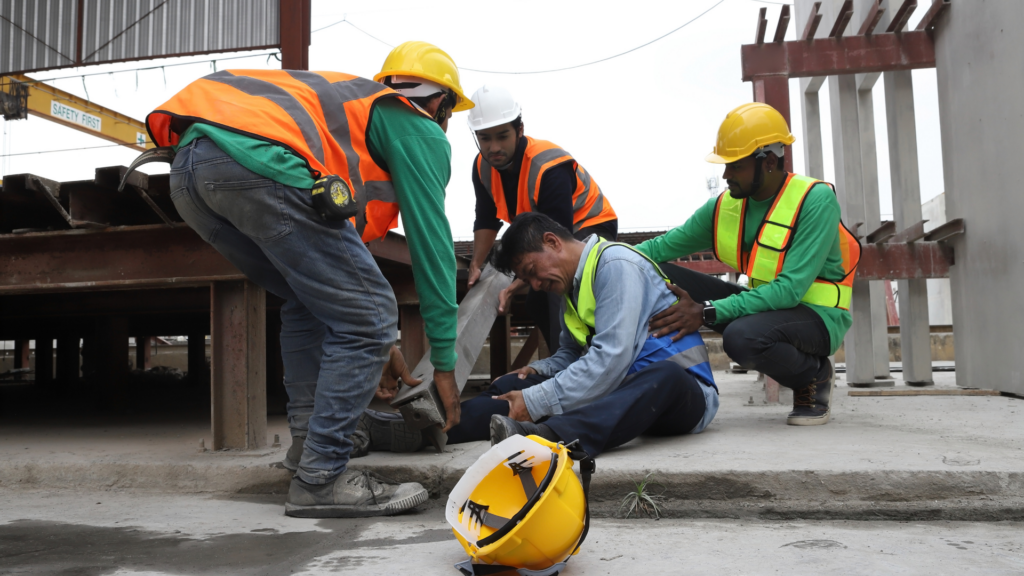Construction Accident Worker Injured on Legs by Metal Bar